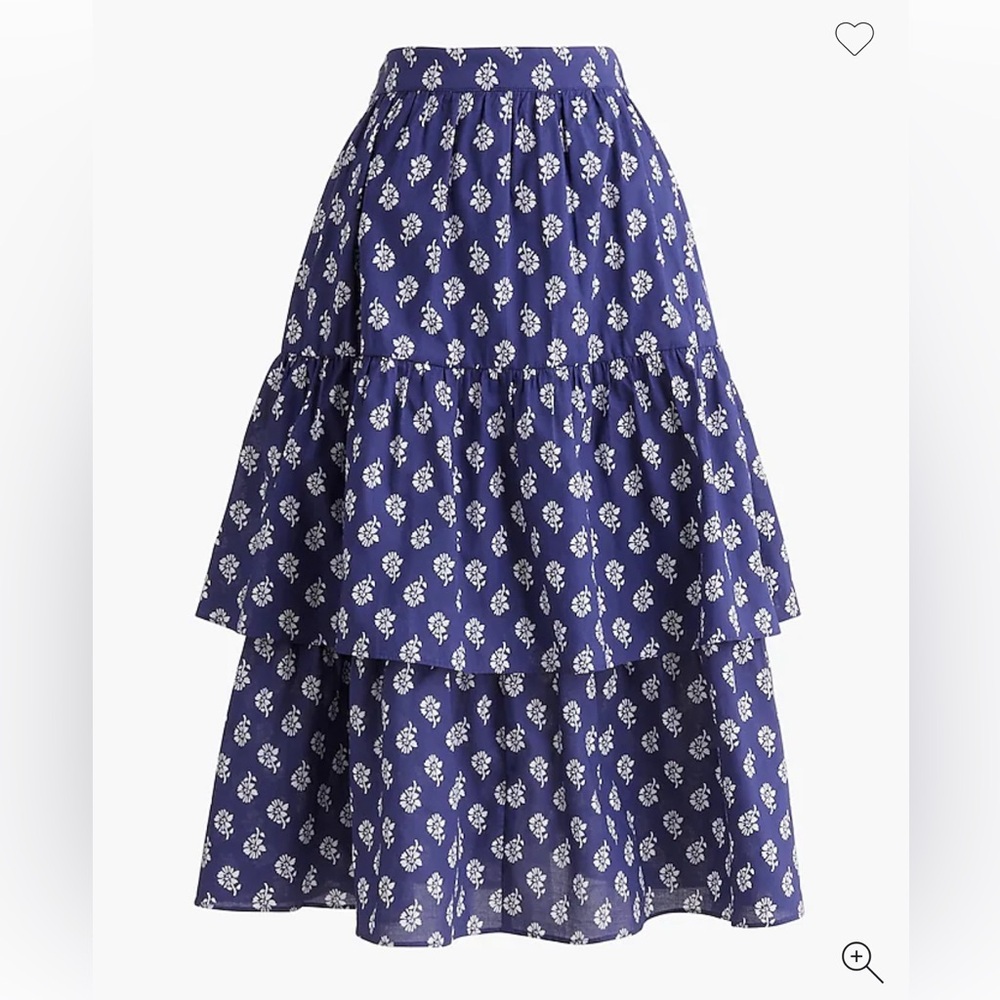 Blue Floral Midi Skirt